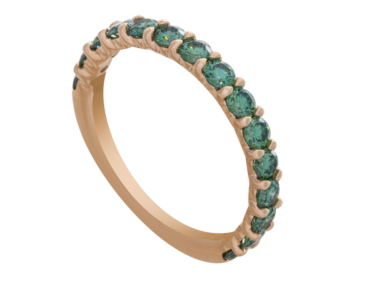 1ct. t.w. Green Newborn Lab-Created Diamond Anniversary Ring in 14K Yellow Gold