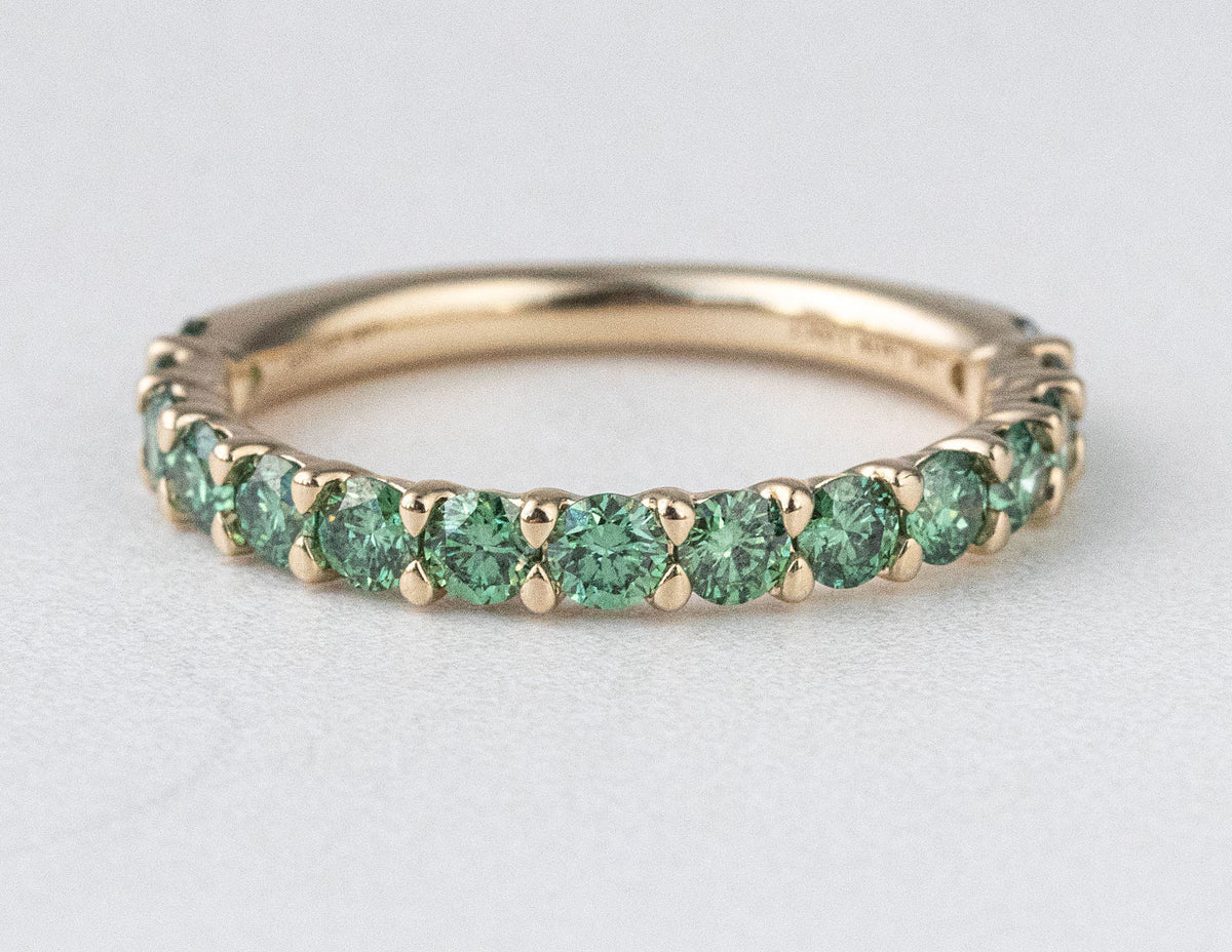 1ct. t.w. Green Newborn Lab-Created Diamond Anniversary Ring in 14K Yellow Gold