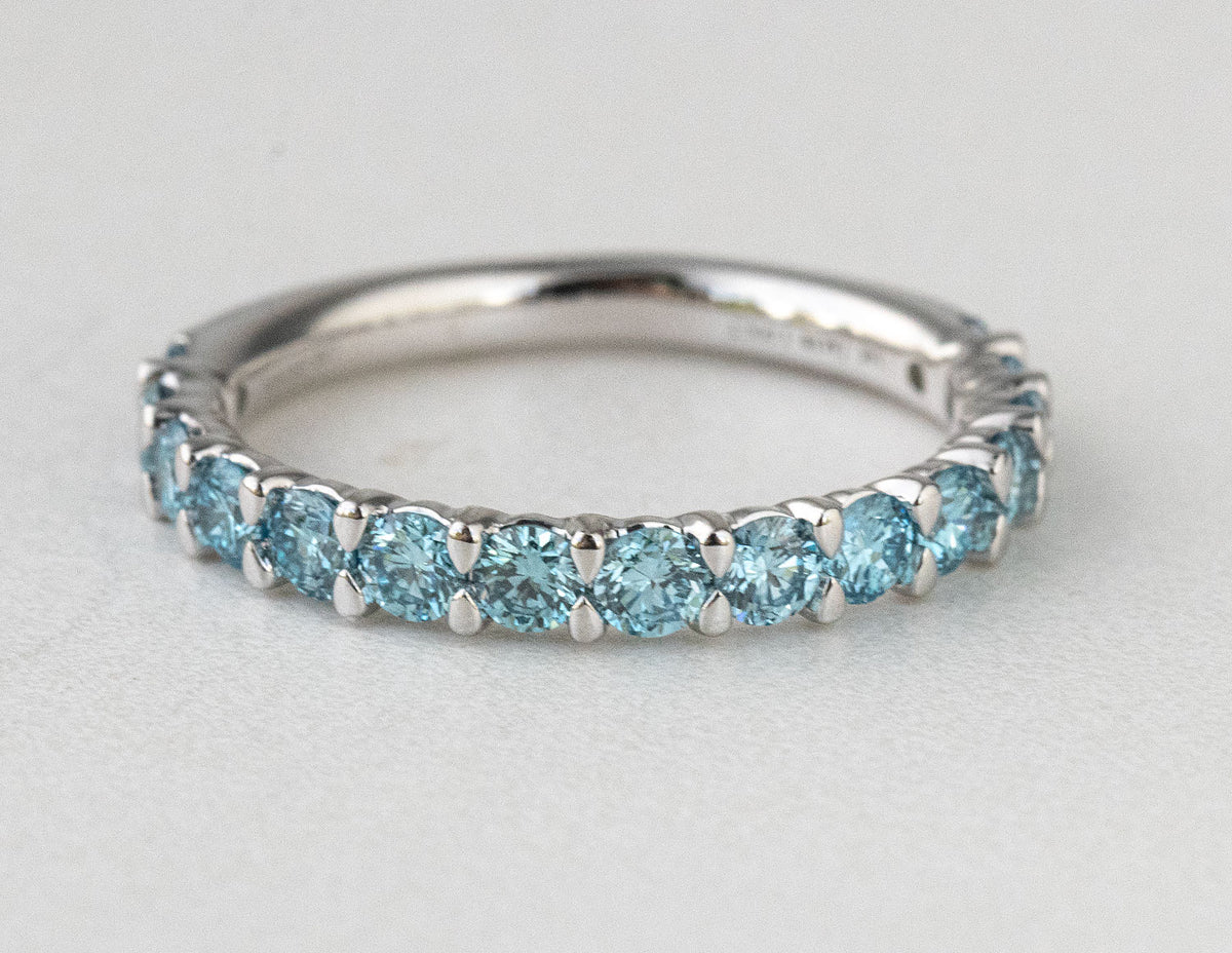 1ct. t.w. Blue Newborn Lab-Created Diamond Anniversary Ring in 14K White Gold
