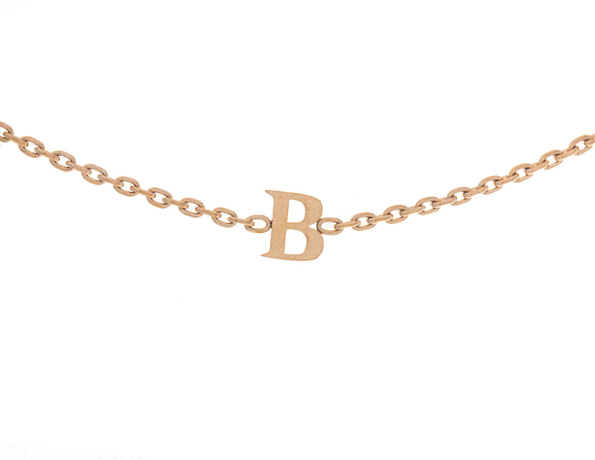 7" Block Letter B Initial Bracelet in Gold Ion-Plated Stainless Steel