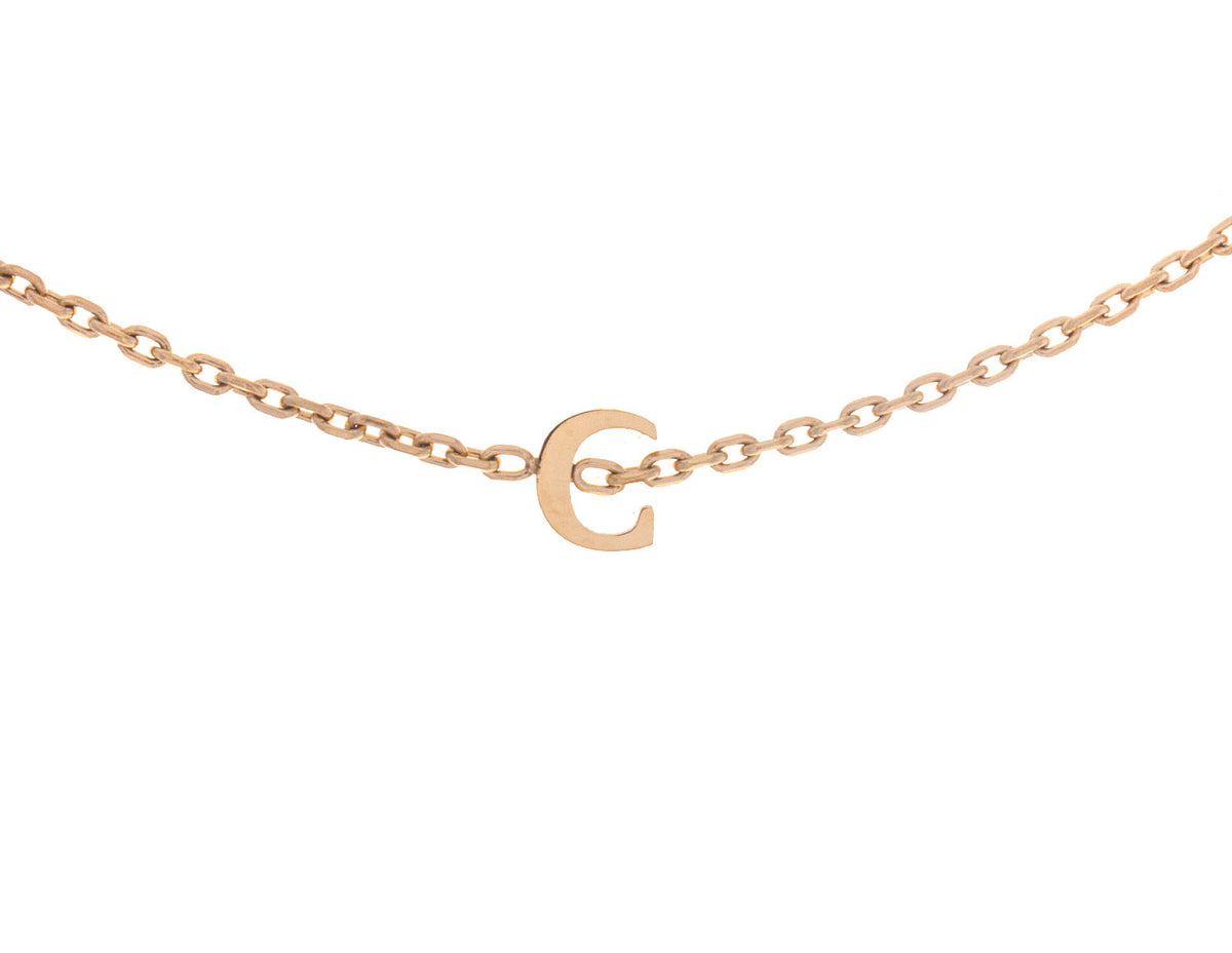 Block Letter C Initial Bracelet in Gold Plated Stainless Steel