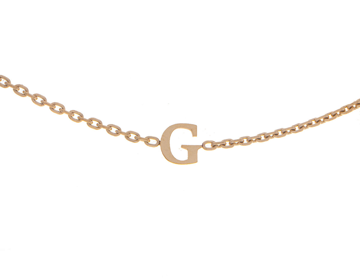 7" Block Letter G Initial Bracelet in Gold Ion-Plated Stainless Steel