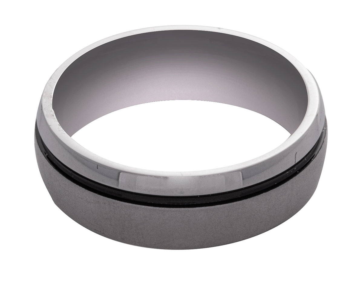 7mm Cobalt Chrome and Black Inlay Men's Wedding Ring