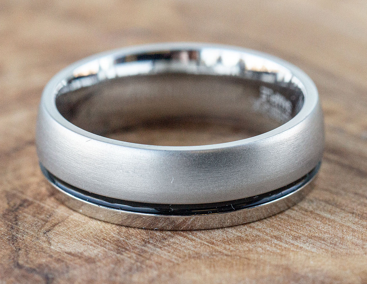 7mm Cobalt Chrome and Black Inlay Men's Wedding Ring
