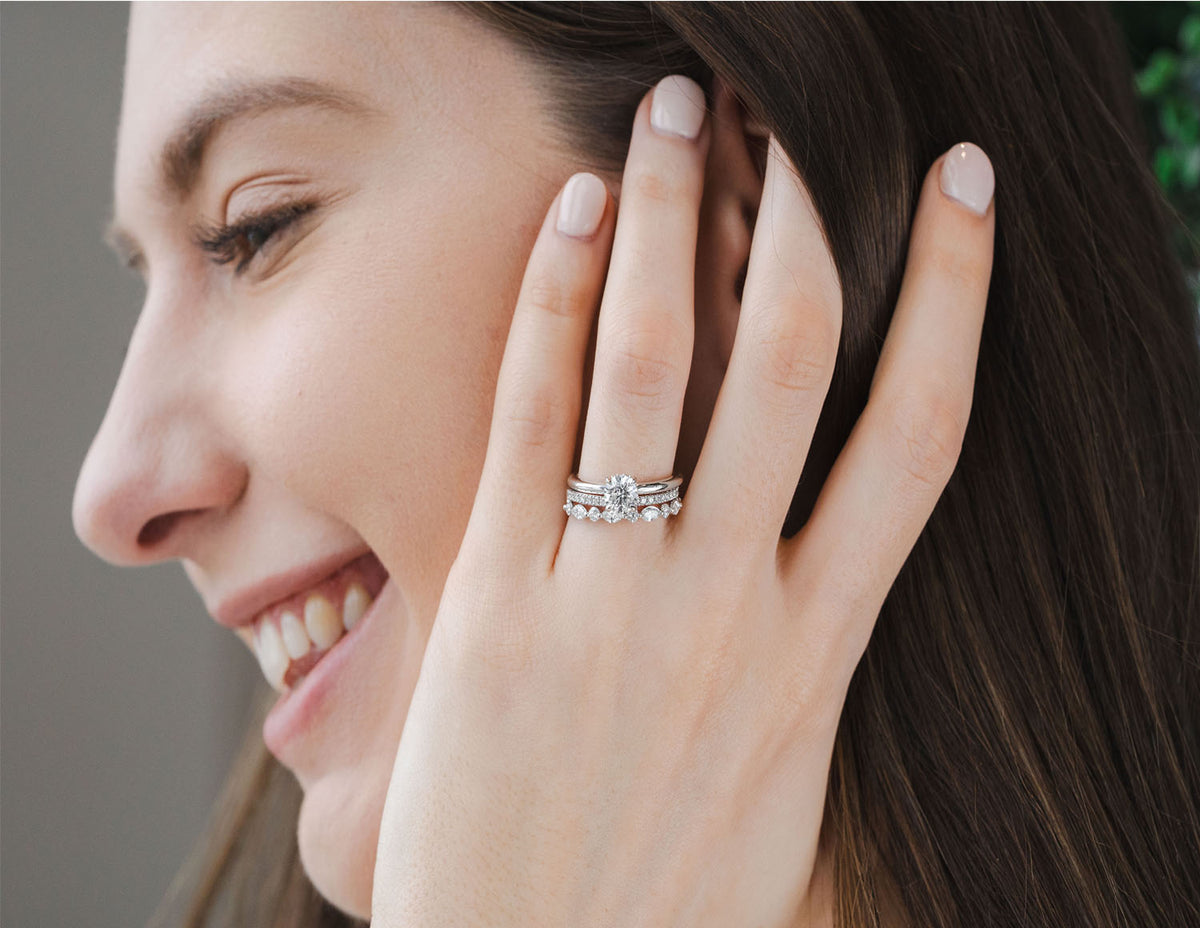 1/2ct. t.w. Marquise and Round Diamond Anniversary Ring in 14K White Gold