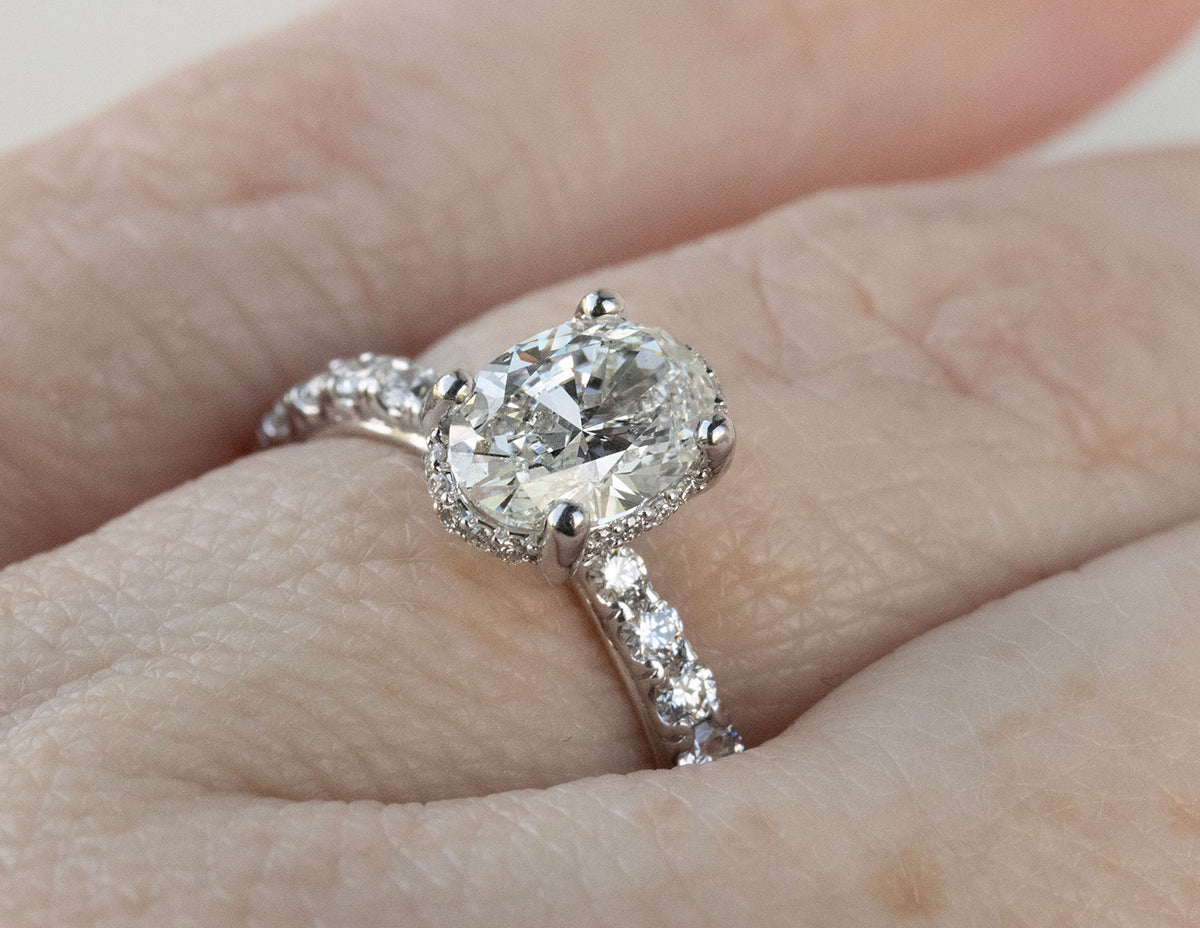 1 1/2ct. t.w. Oval Cut Newborn Lab Created Diamond Engagement Ring in 14K White Gold
