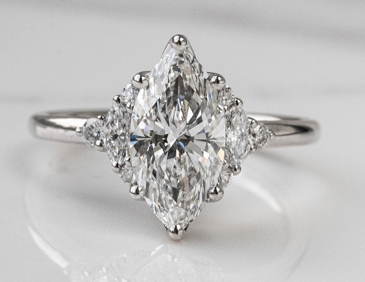 1/3ct. t.w. Marquise Cut Newborn Lab Created Diamond Engagement Ring in 14K White Gold