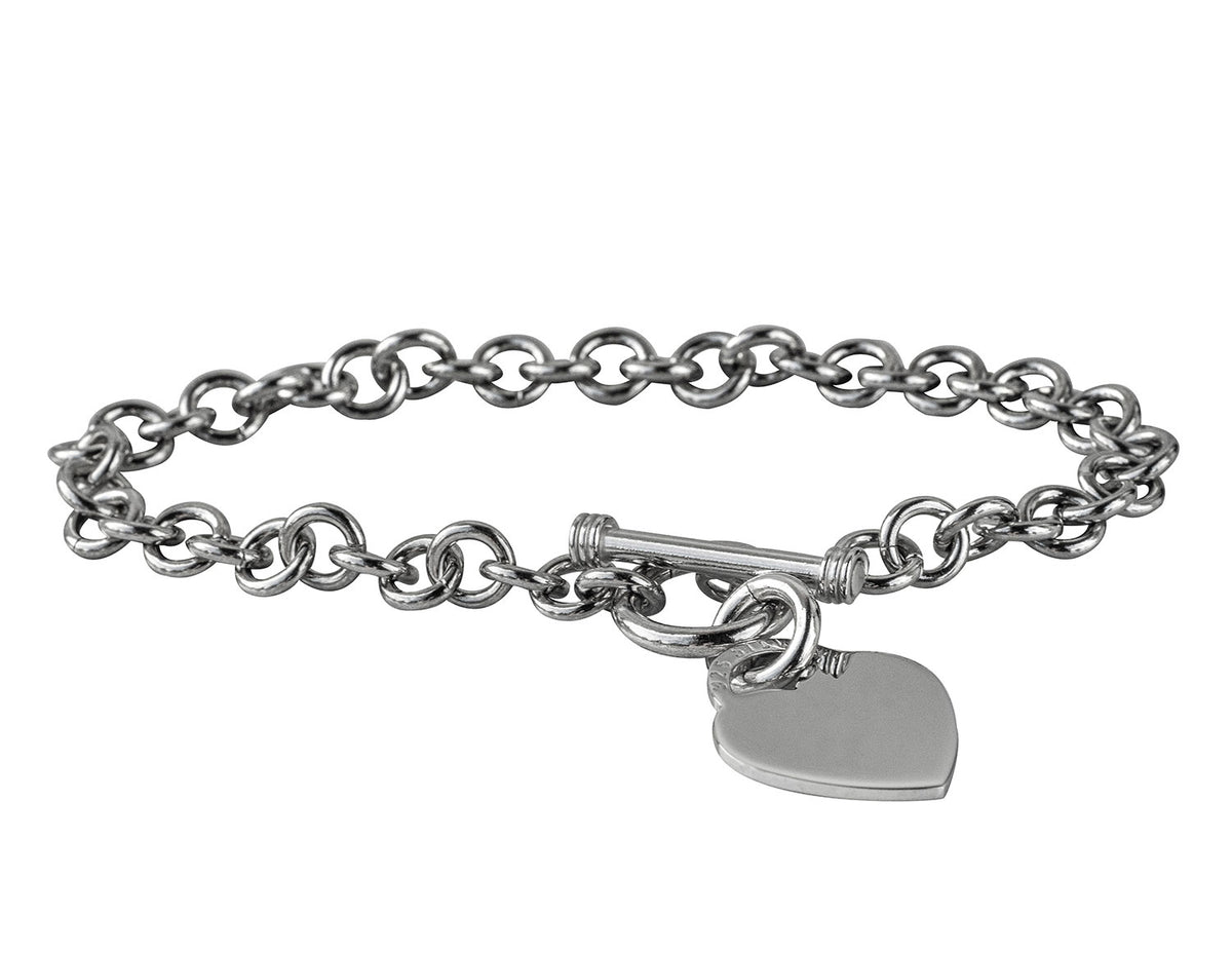 7.25" Heart Toggle Bracelet in Sterling Silver