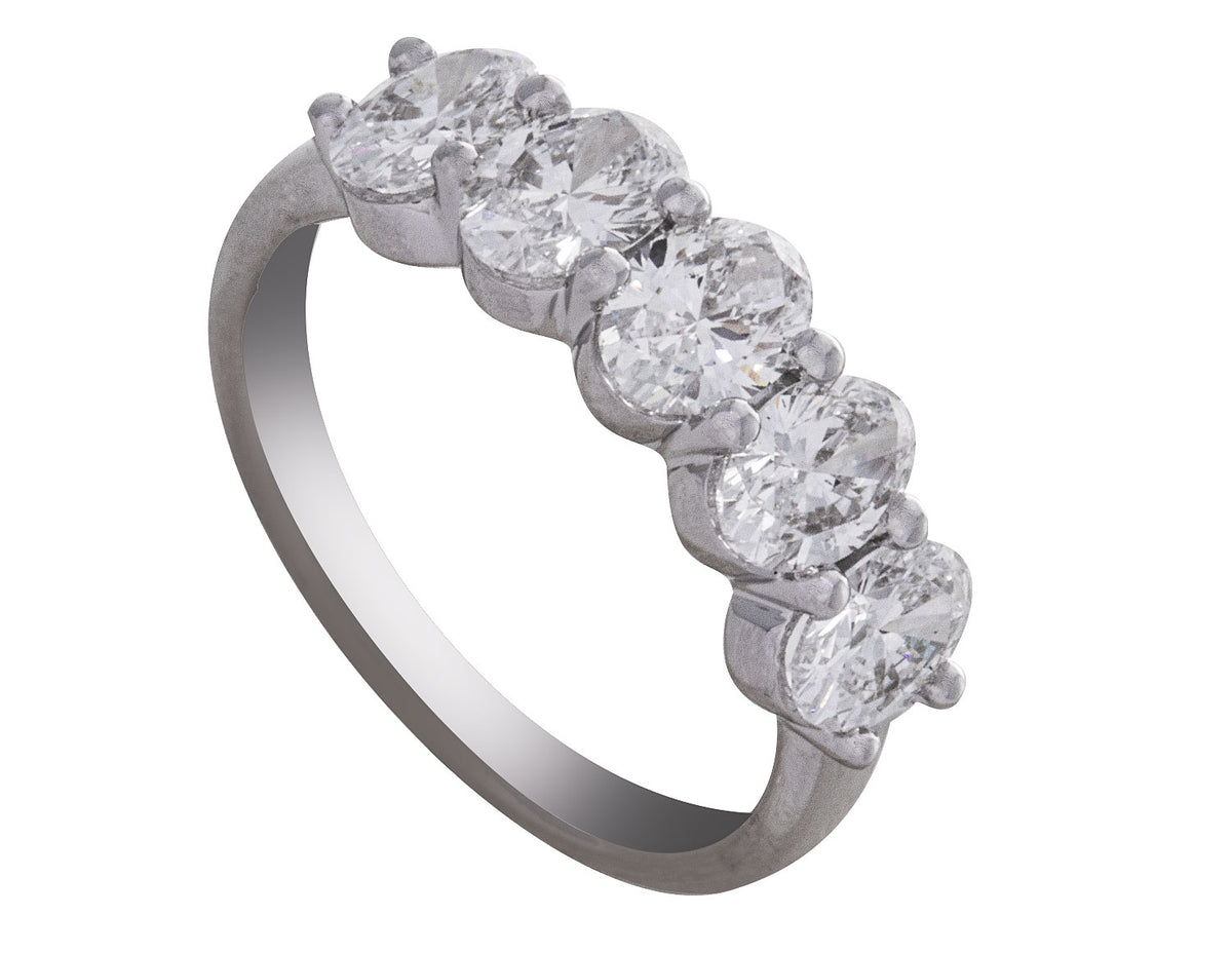2ct. t.w. 5-Stone Oval Cut Newborn Lab Created Diamond Ring in 14K White Gold
