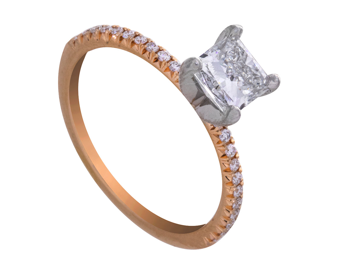 1 1/8ct. t.w. Princess Cut Kessler 81 Newborn Lab Created Diamond Engagement Ring in 14K Yellow Gold