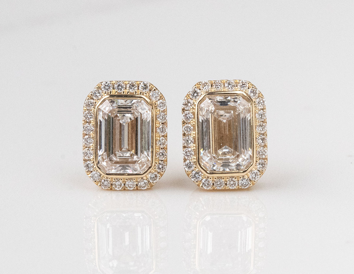 1 5/8ct. t.w. Oval Halo Newborn Lab Created Diamond Earrings in 14K Yellow Gold