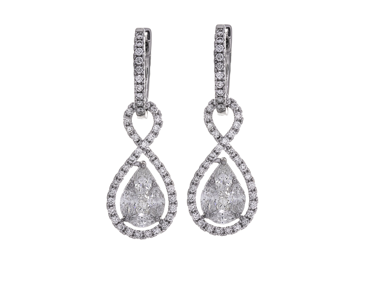 1 2/5ct. t.w. Diamond Drop Huggie Hoop Earrings in 14K White Gold