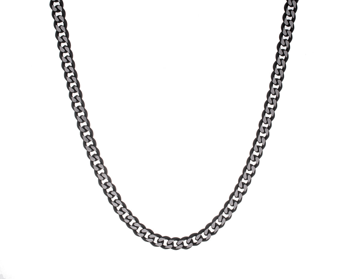 22" Black Ion-Plated Stainless Steel Diamond Cut Curb Chain