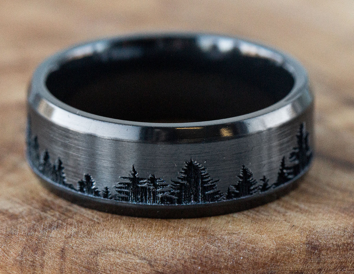 8mm Black Zirconium Wedding Ring