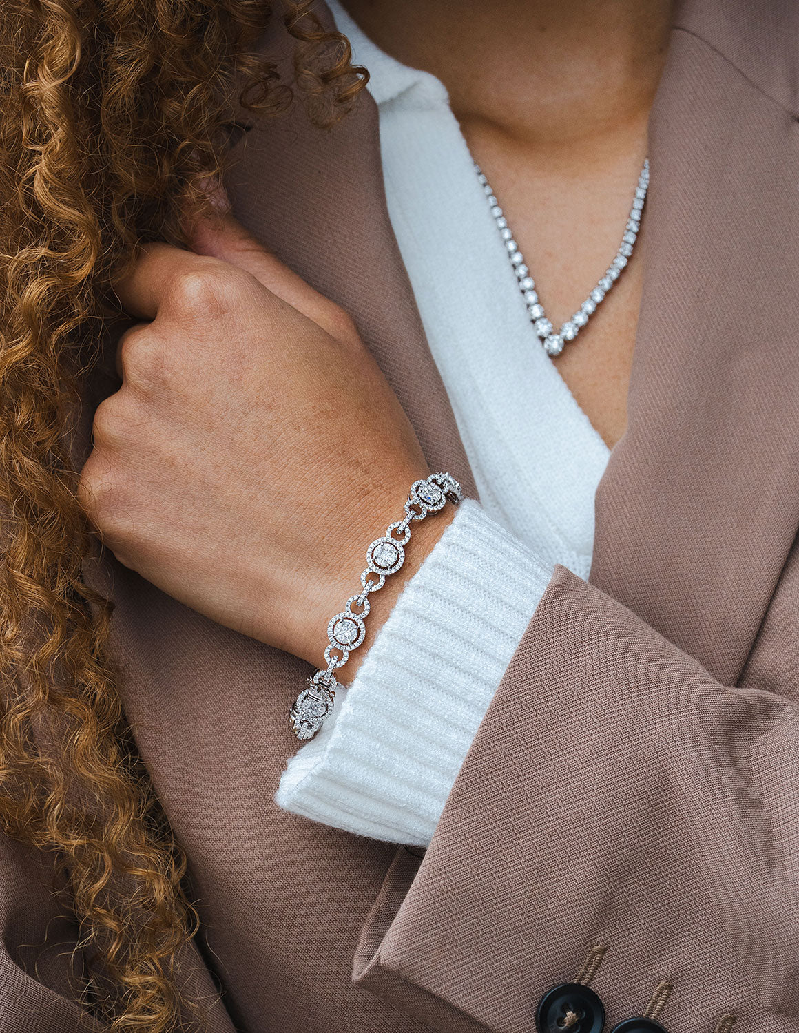 4ct. t.w. Diamond Halo Link Bracelet in 14K White Gold