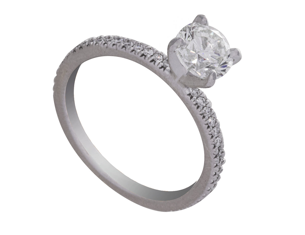 1 1/6ct. t.w. Round Cut Diamond Engagement Ring in 14K White Gold