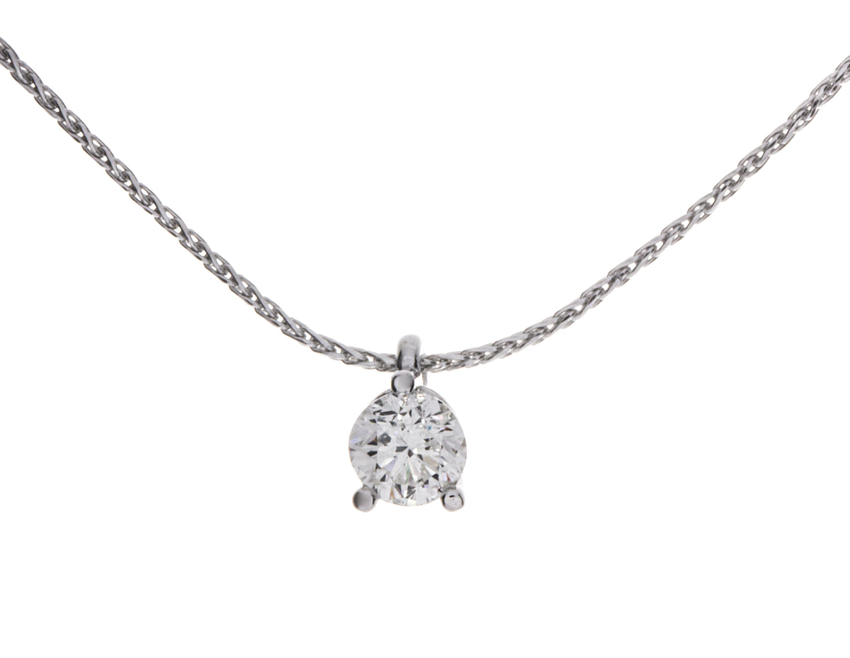 2/5ct. 3-Prong Raindrop Diamond Pendant in 14K White Gold
