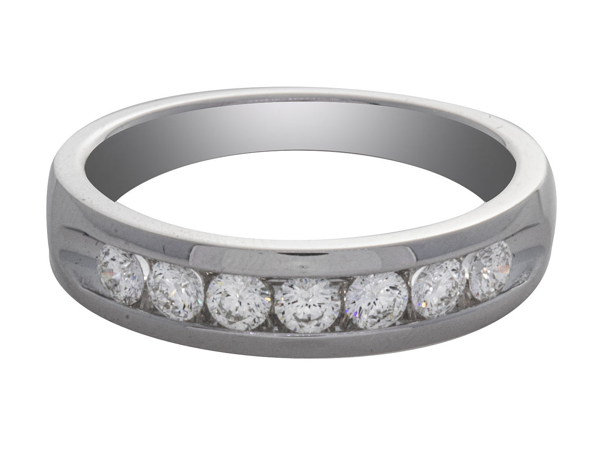 3/4ct. t.w. Round Cut Kesser 81 Diamond Men's Wedding Band in 14K White Gold