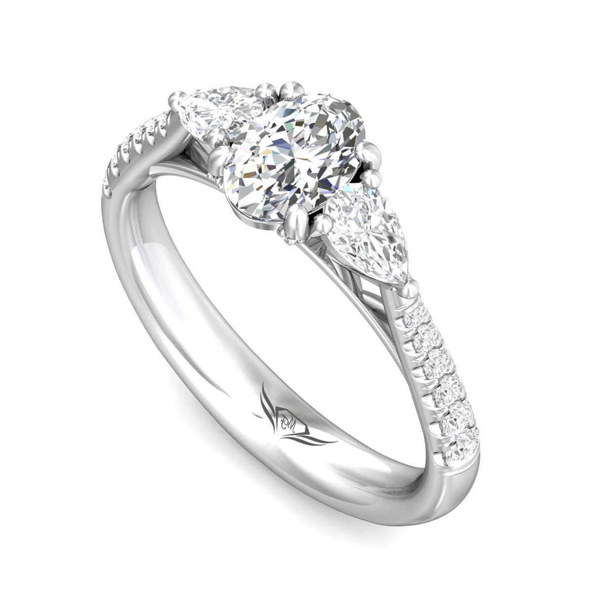 1/8ct. t.w. Oval Cut Diamond Engagement Ring in 14K White Gold