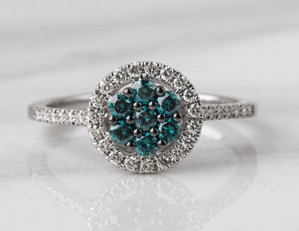 1/2ct. t.w. Blue and White Diamond Ring in 14K White Gold