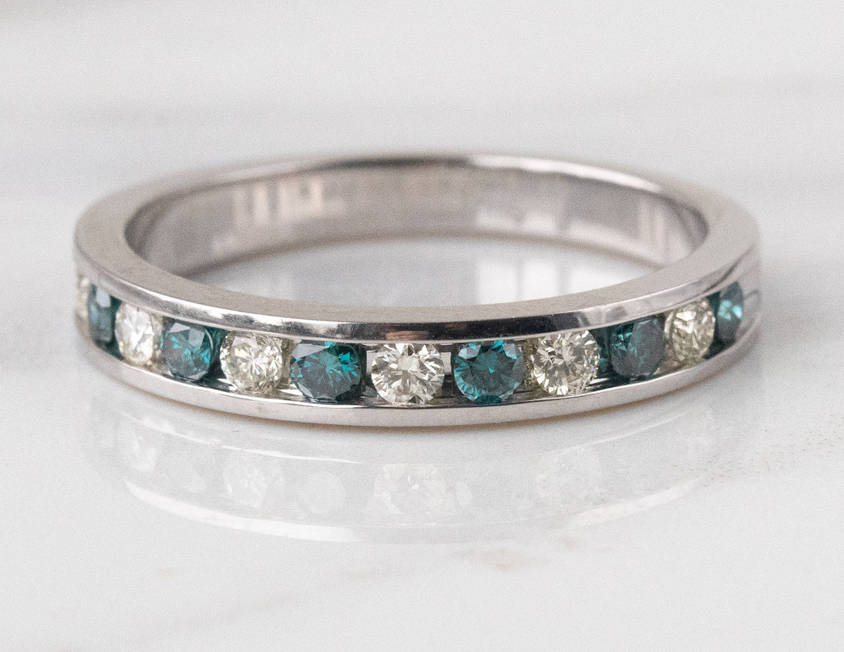1/2ct. t.w. Blue and White Diamond Ring in 14K White Gold