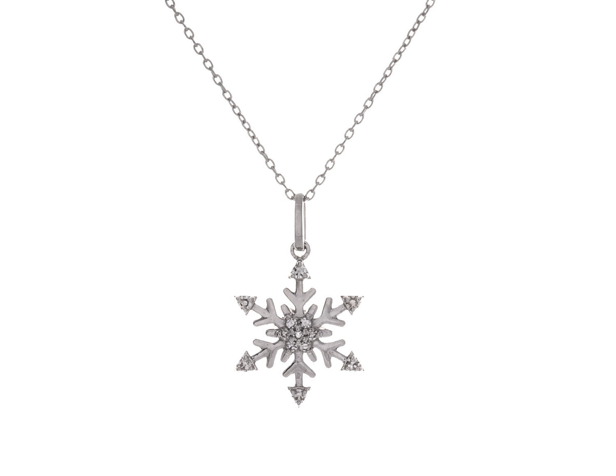 1/10ct. t.w. Diamond Snowflake Pendant in 10K White Gold