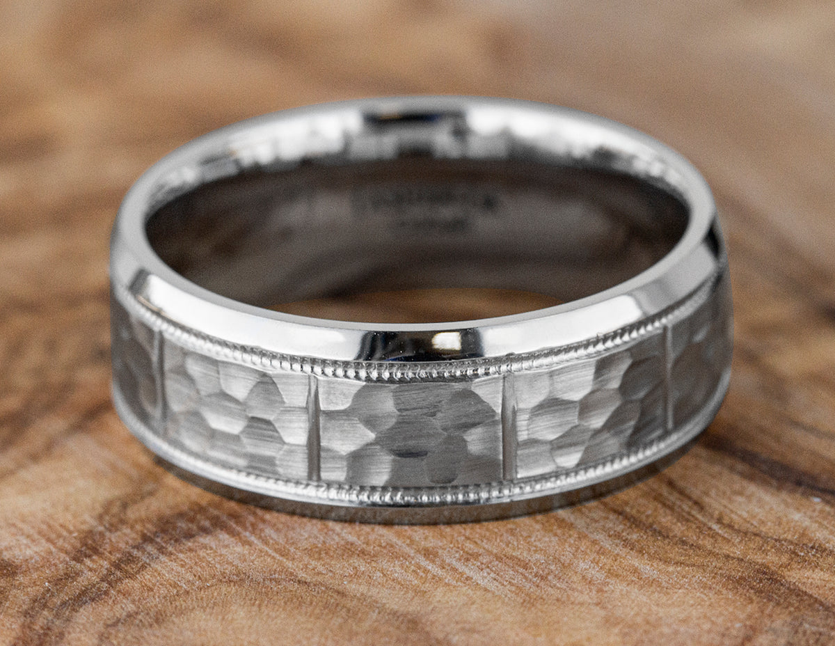 Cobalt Chrome Hammered Wedding Ring