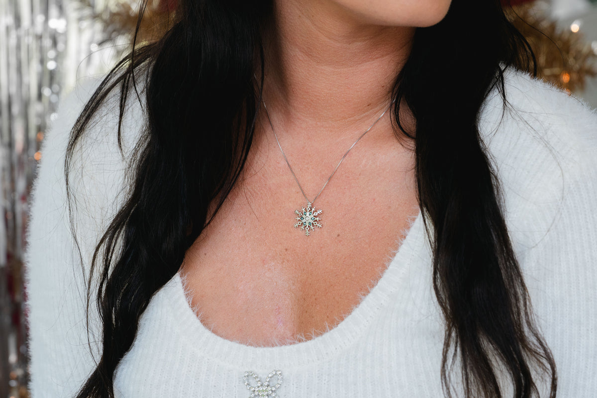 1/4ct. t.w. Blue Diamond Snowflake Pendant in Sterling Silver
