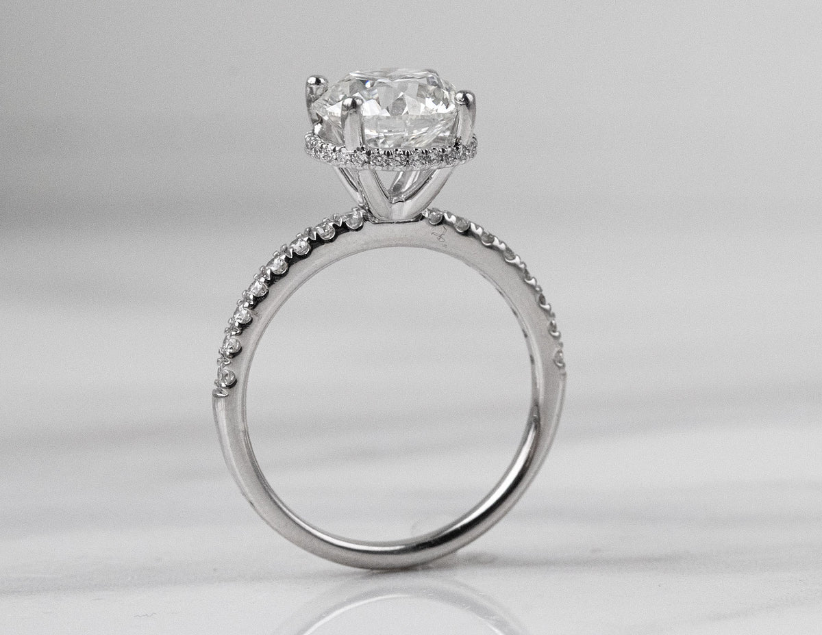 3.23ct. t.w. Round Cut Newborn Lab Created Diamond Engagement Ring in Platinum