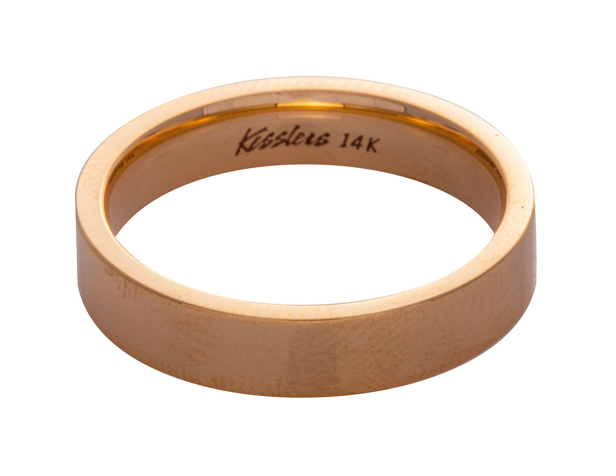 4mm Flat Plain Wedding Ring in 14K Yellow Gold