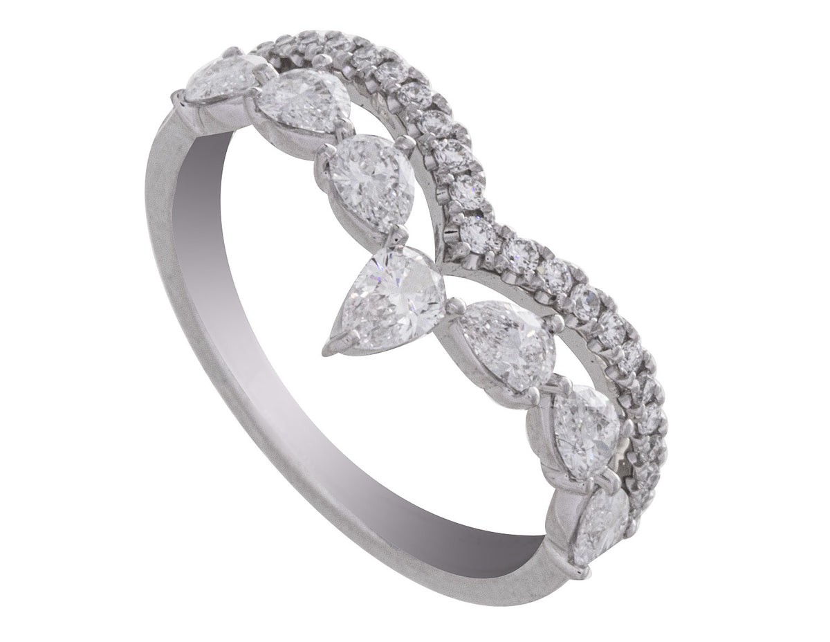 7/8ct. t.w. Diamond Chevron Anniversary Ring in 14K White Gold