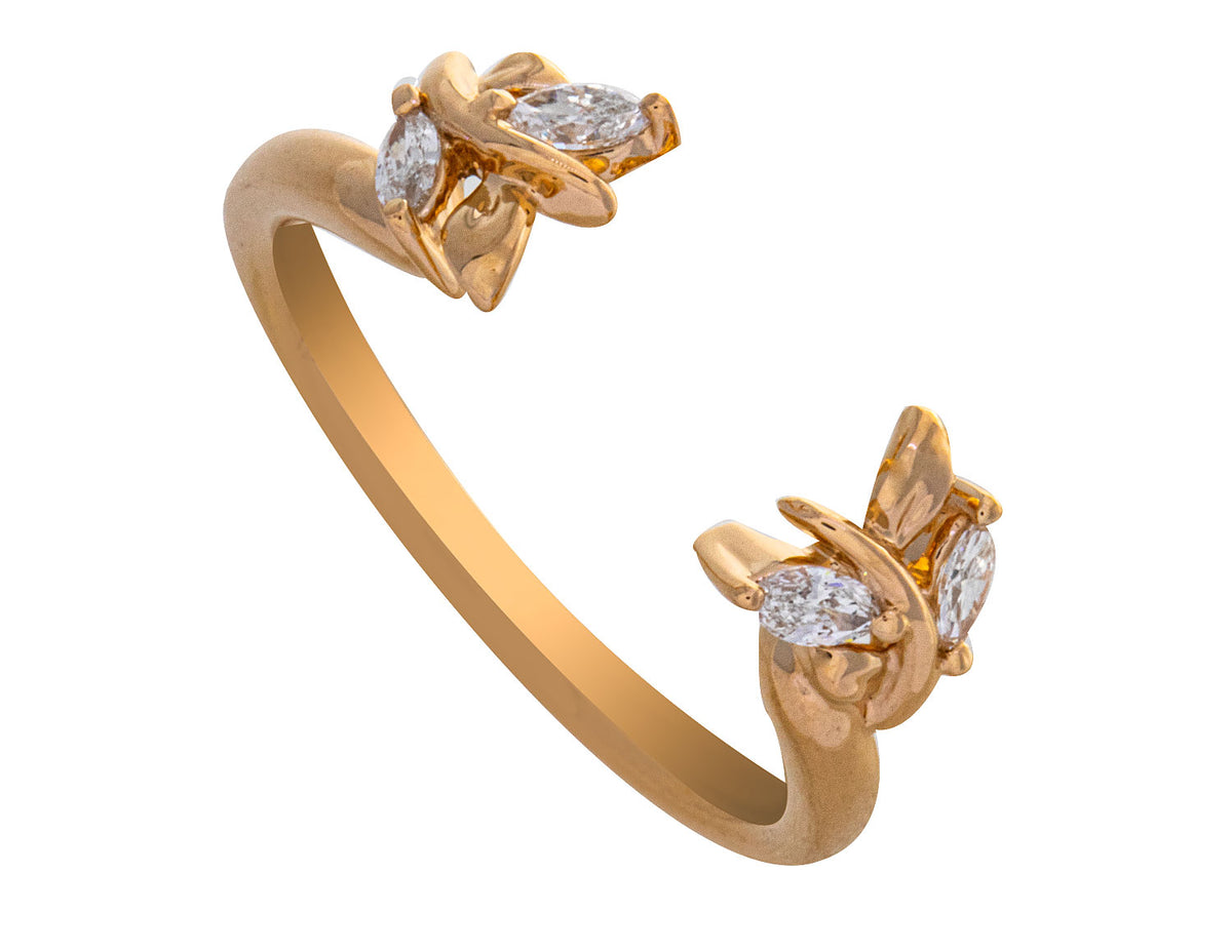 1/6ct. t.w. Marquise Cut Diamond Wedding Wrap Ring in 14K Yellow Gold
