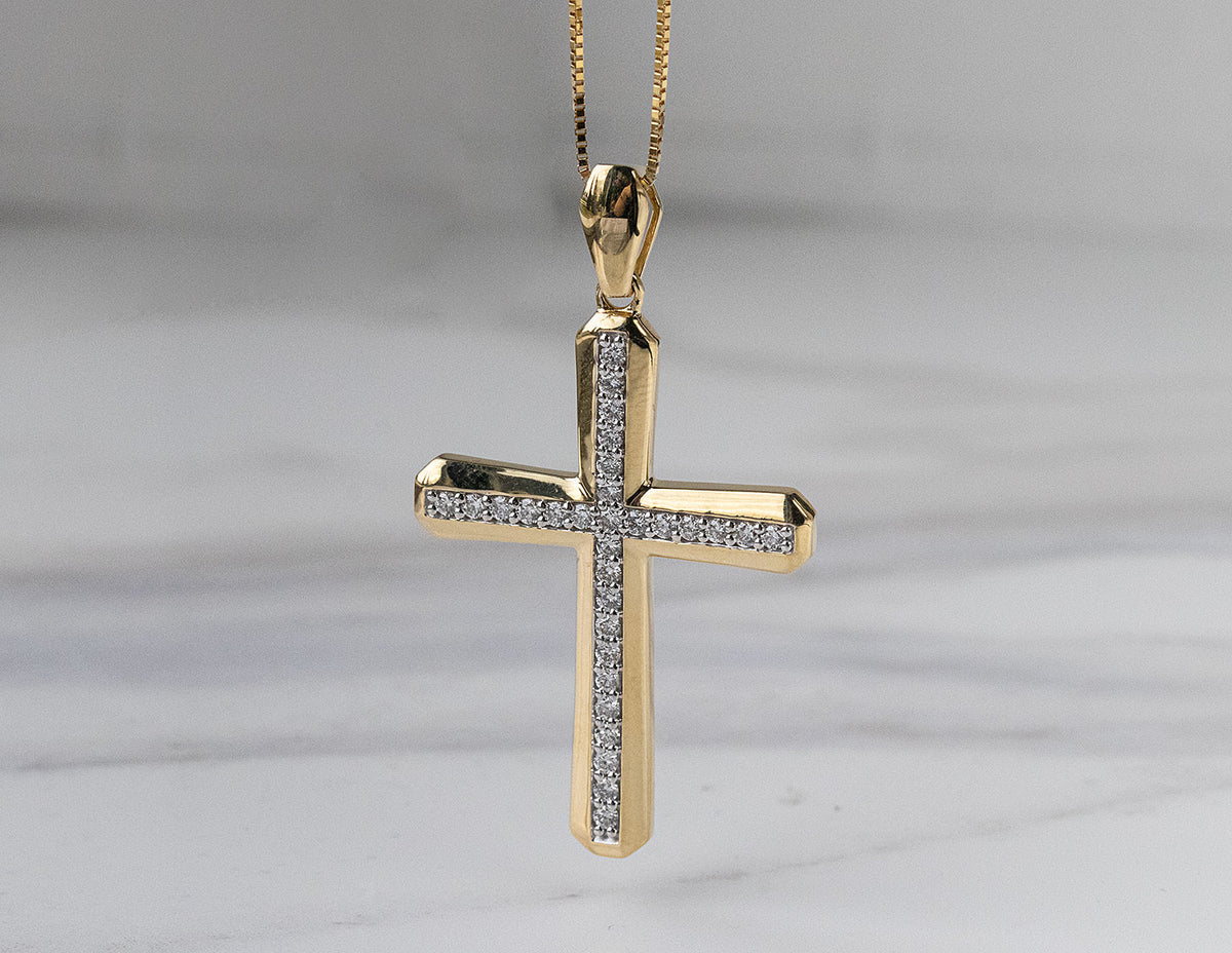 1/2ct. t.w. Diamond Cross Pendant in 10K Yellow Gold