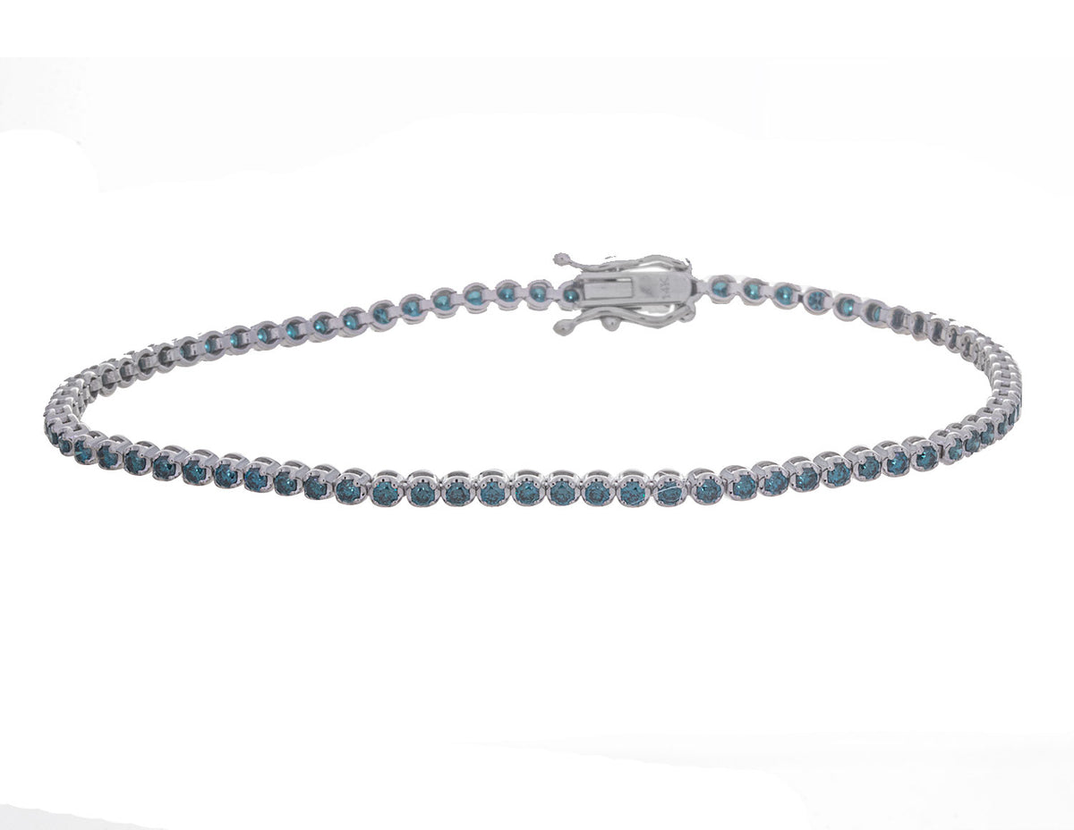 1 1/3ct. t.w. Blue Diamond Bracelet in 14K White Gold