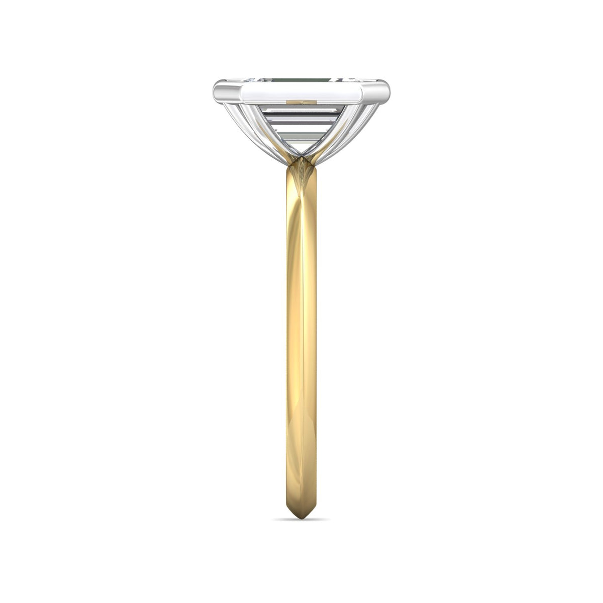 Bezel Set Solitaire Engagement Ring in 14K Yellow and White Gold