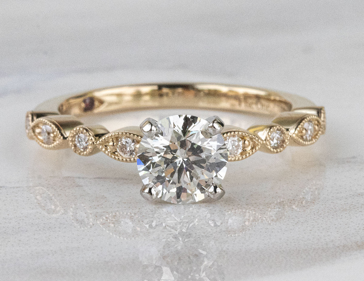 1 1/8ct. t.w. Kessler 81 Newborn Lab Created Round Cut Diamond Engagement Ring in 14K Yellow Gold
