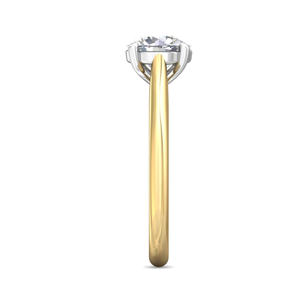 2mm Solitaire Engagement Ring in 14K Yellow and White Gold