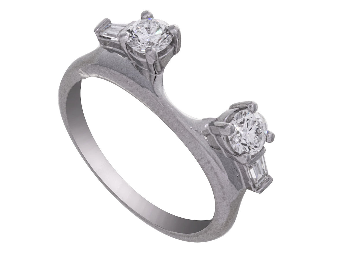 1/2ct. t.w. Baguette Cut and Full Round Cut Wedding Wrap in 14K White Gold