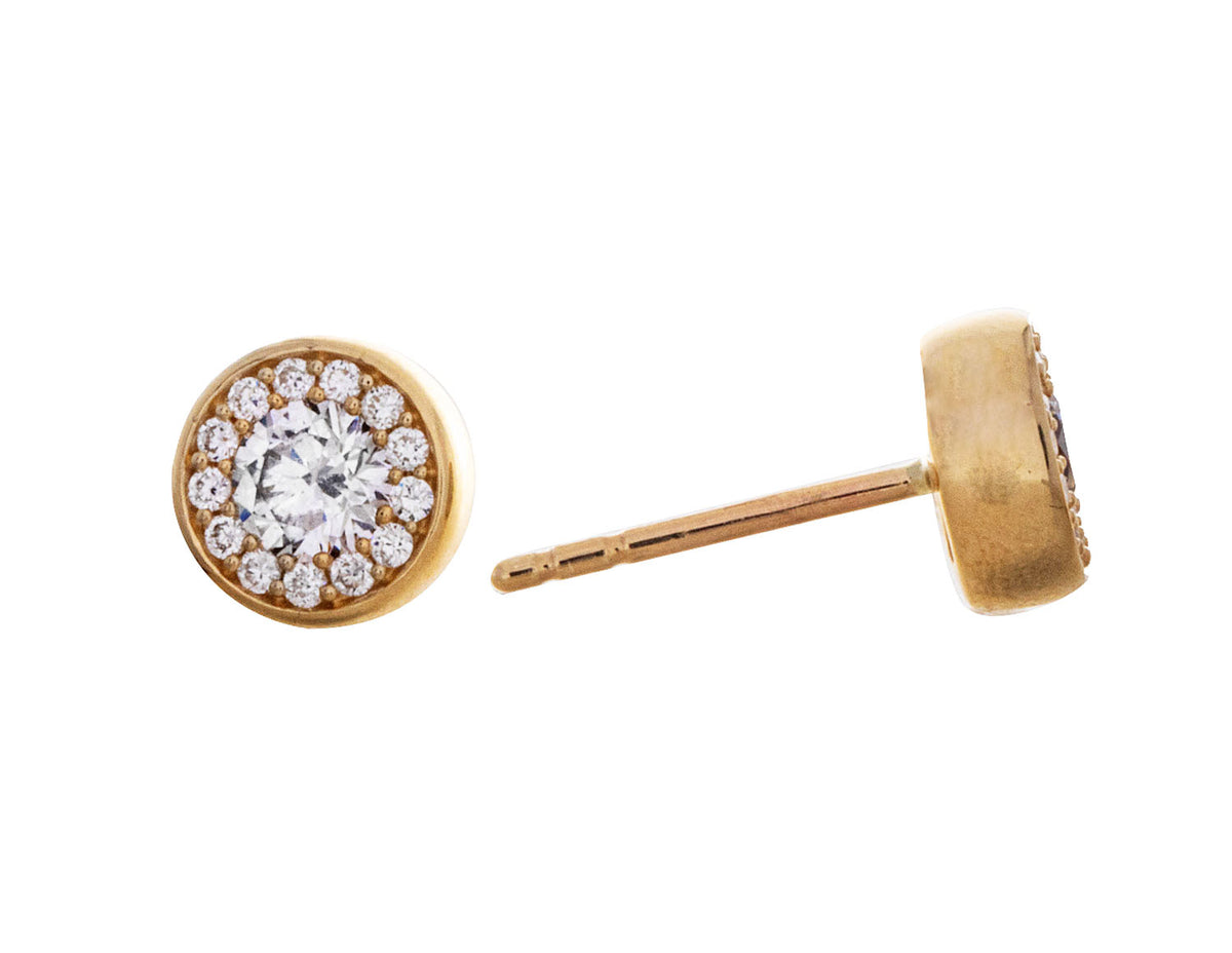 5/8ct. t.w. Newborn Lab Created Diamond Halo Earrings in 14K Yellow Gold