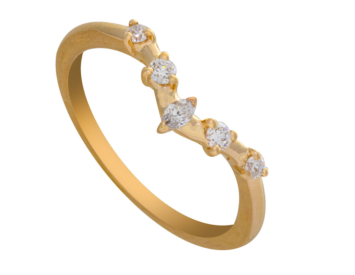 1/5ct. t.w. Curved Wedding Ring in 14K Yellow Gold