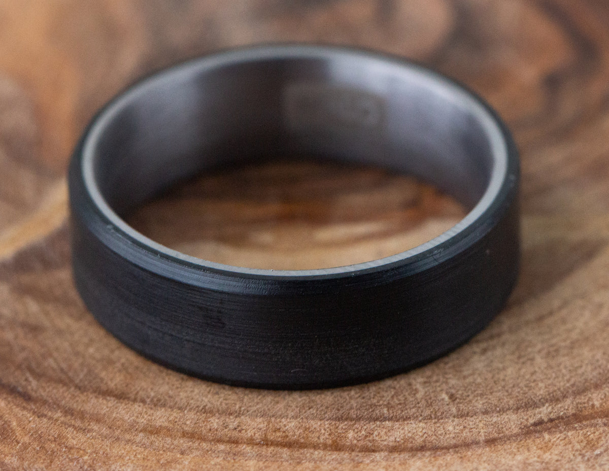 7mm Tantalum and Black Carbon Fiber Men's Wedding Ring