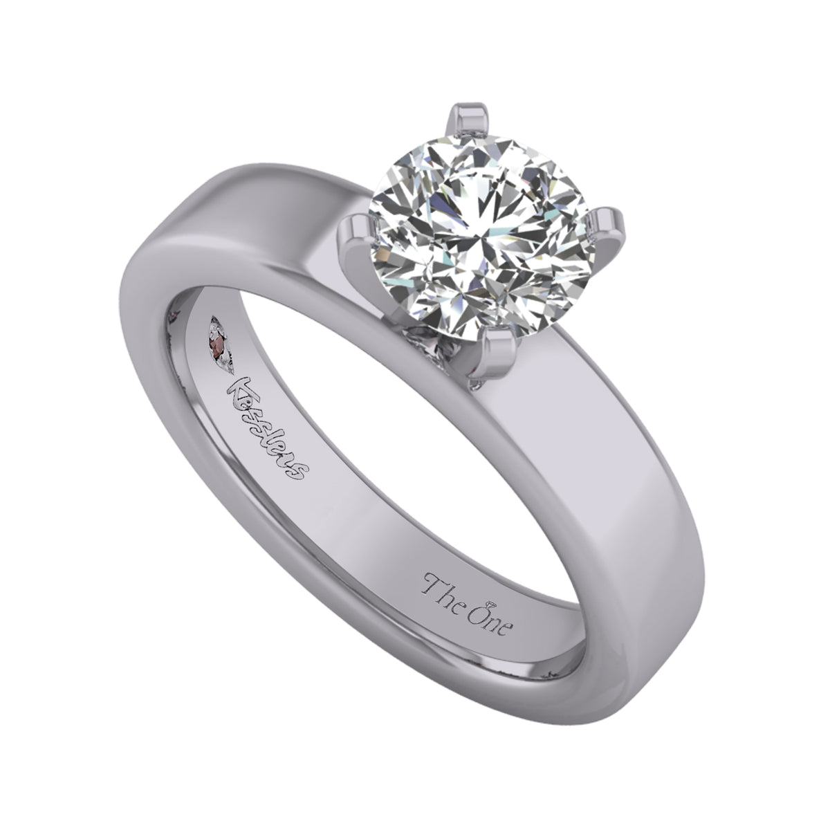 4mm. Solitaire Engagement Ring in 14K White Gold