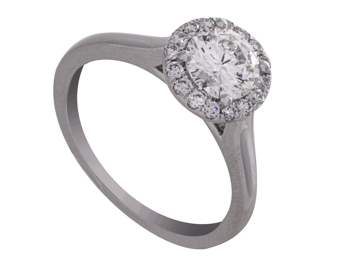 1 1/4ct. t.w. Round Kessler 81 Newborn Lab Created Diamond Engagement Ring in 14K White Gold