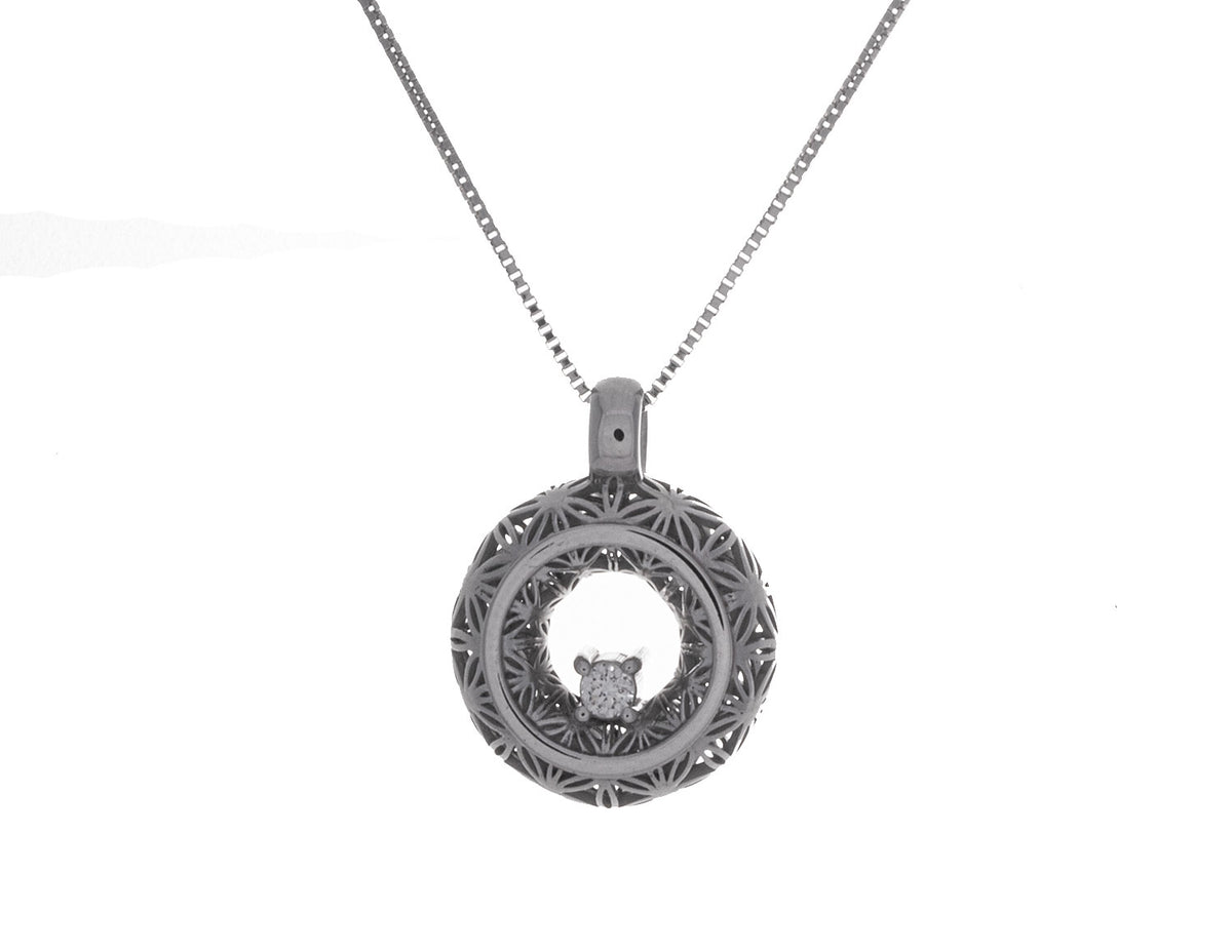 1/8ct. Diamond Puffed Pendant in Sterling Silver