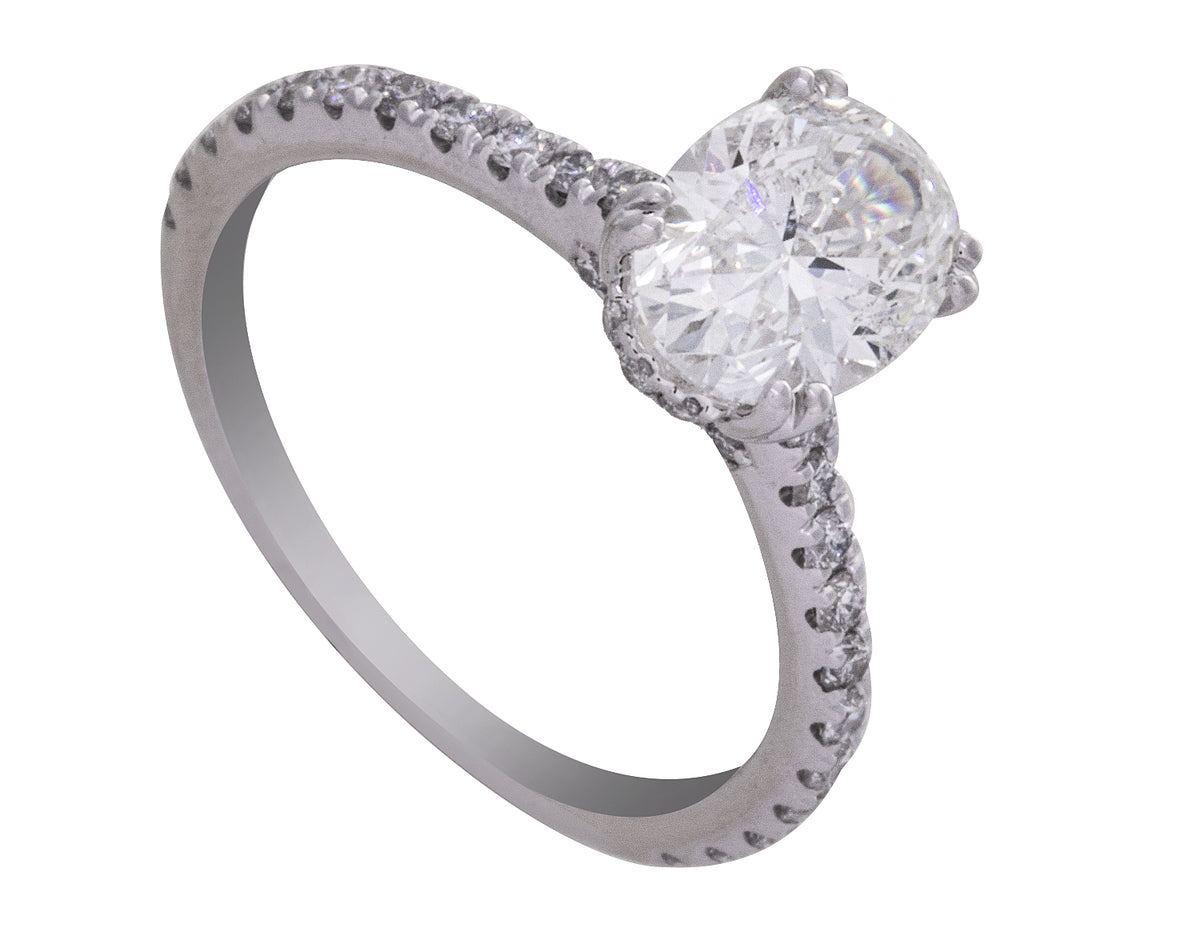 1 5/6ct. t.w. Oval Cut Diamond Engagement Ring in 14K White Gold
