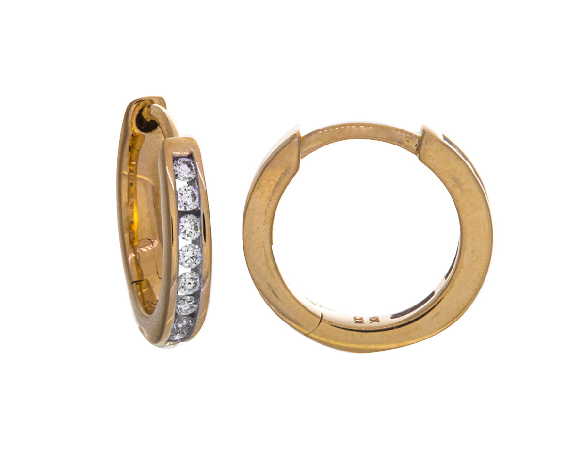1/5ct. t.w. Diamond Hoop Earrings in 10K Yellow Gold