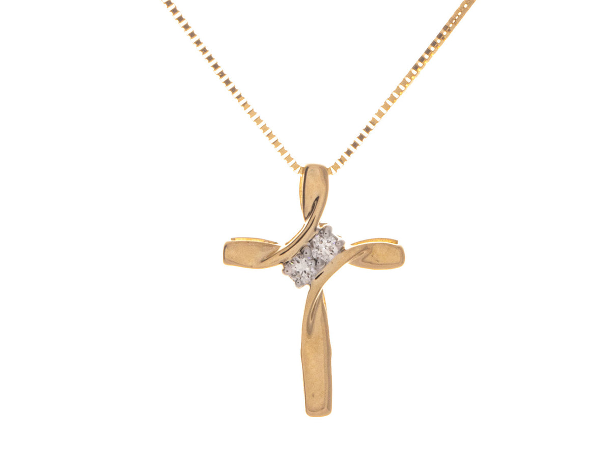 1/10ct. t.w. Diamond Cross Pendant in 10K Yellow Gold