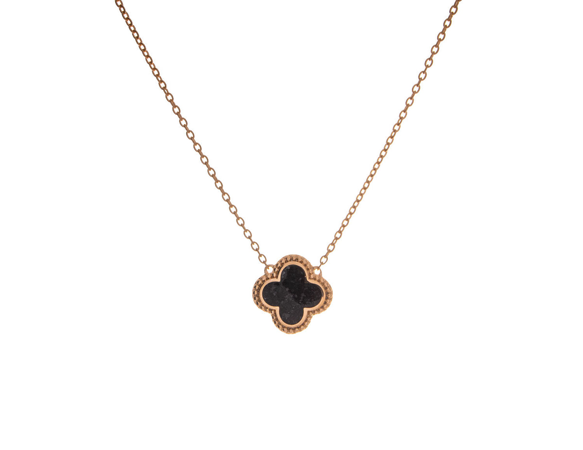 Crushed Black Diamond Clover Pendant in Vermeil