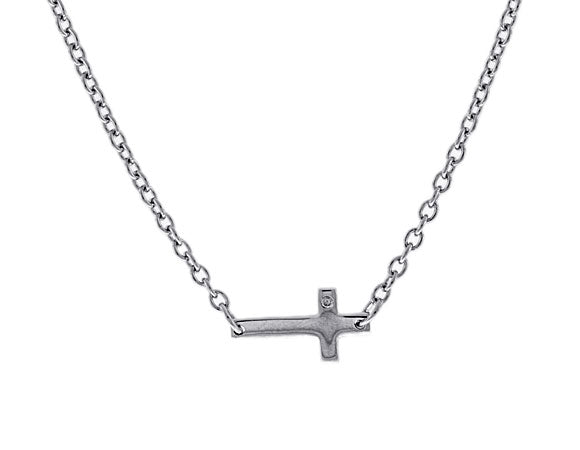 .01ct Diamond Cross Pendant in Sterling Silver