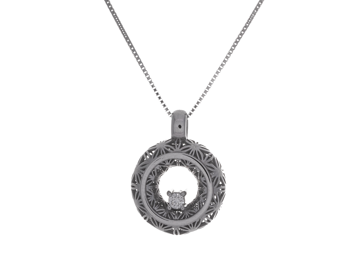 1/8ct. Diamond Puffed Pendant in Sterling Silver